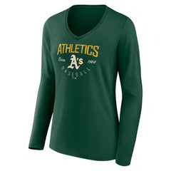 Athletics Women's Live For It Long Sleeve Long Sleeve V-Neck T-Shirt - Green T-shirts