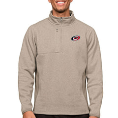 NHL Carolina Hurricanes Antigua Course Quarter-Zip Pullover Top - Oatmeal
