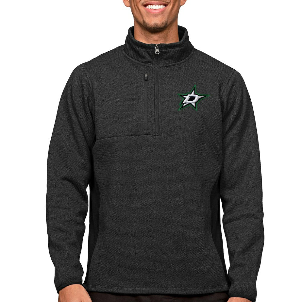 NHL Dallas Stars Antigua Course Quarter-Zip Pullover Top - Heather Black