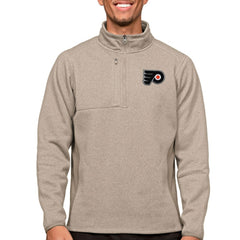 NHL Philadelphia Flyers Antigua Course Quarter-Zip Pullover Top - Oatmeal