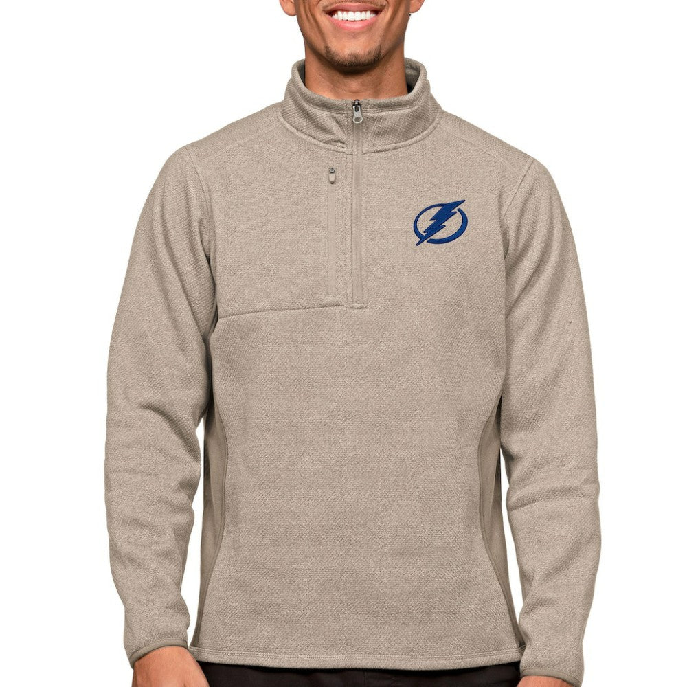 NHL Tampa Bay Lightning Antigua Course Quarter-Zip Pullover Top - Oatmeal