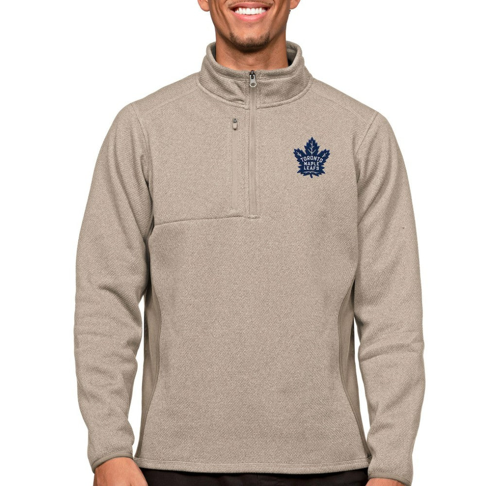 NHL Toronto Maple Leafs Antigua Course Quarter-Zip Pullover Top - Oatmeal