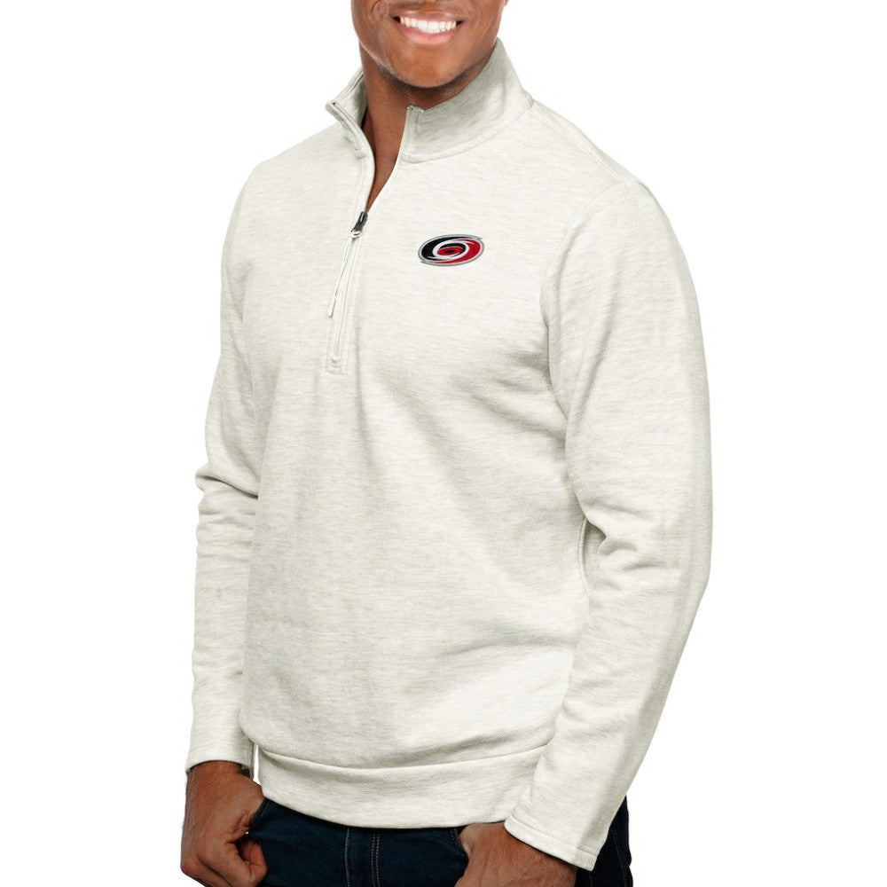 NHL Carolina Hurricanes Antigua Gambit Quarter-Zip Pullover Top - Oatmeal