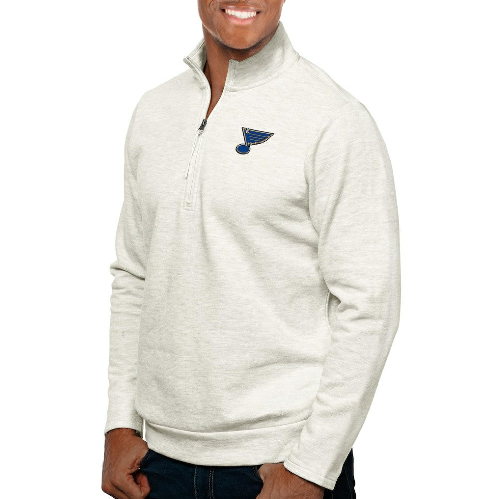 NHL St. Louis Blues Antigua Gambit Quarter-Zip Pullover Top - Oatmeal