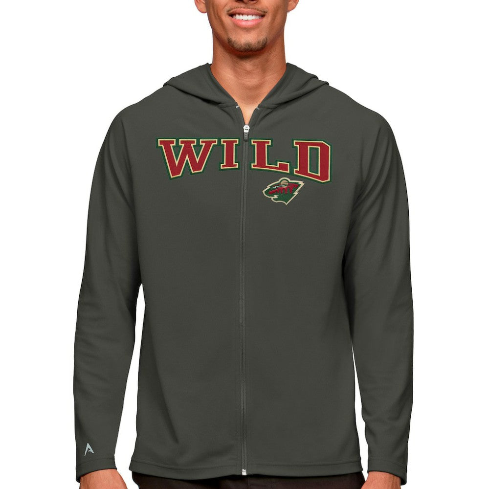 NHL Minnesota Wild Antigua Legacy Full-Zip Hoodie - Charcoal