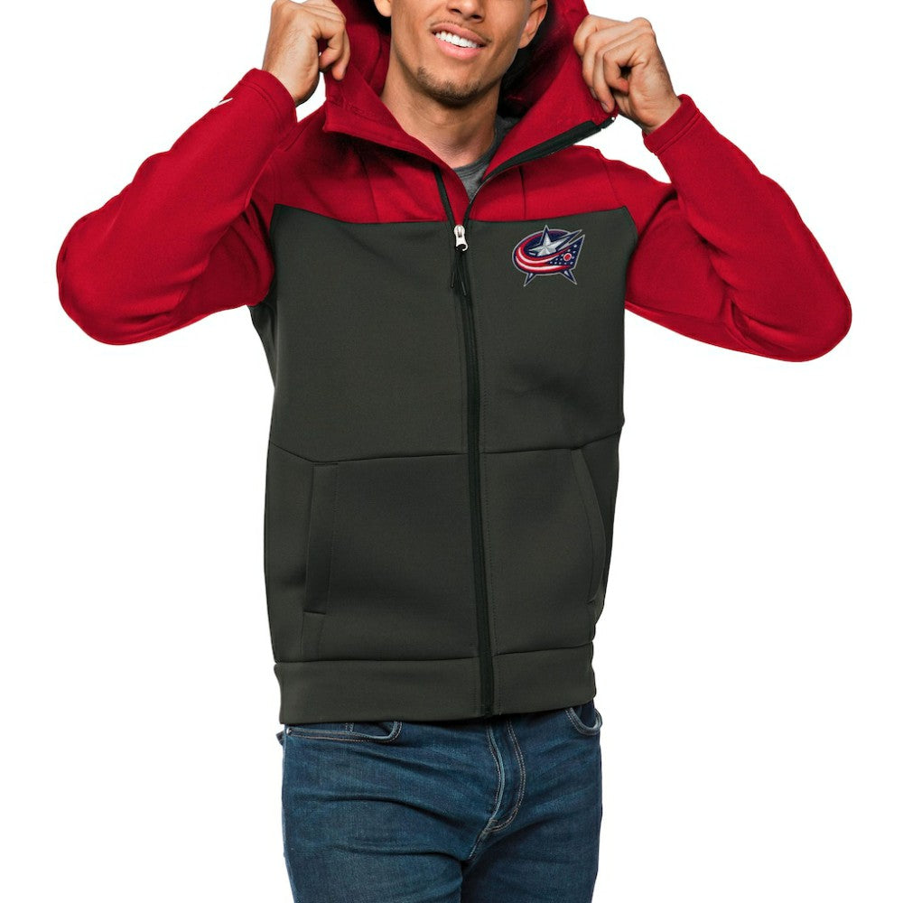 NHL Columbus Blue Jackets Antigua Protect Full-Zip Hoodie - Red/Charcoal