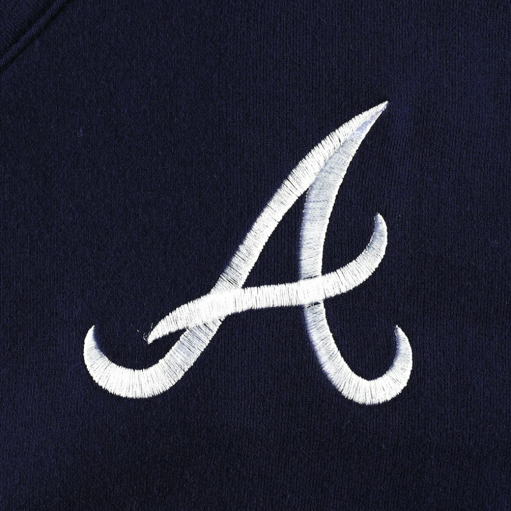 Atlanta Braves DKNY Sport Women's Lily V-Neck Pullover Sweatshirt - Navy Pullover