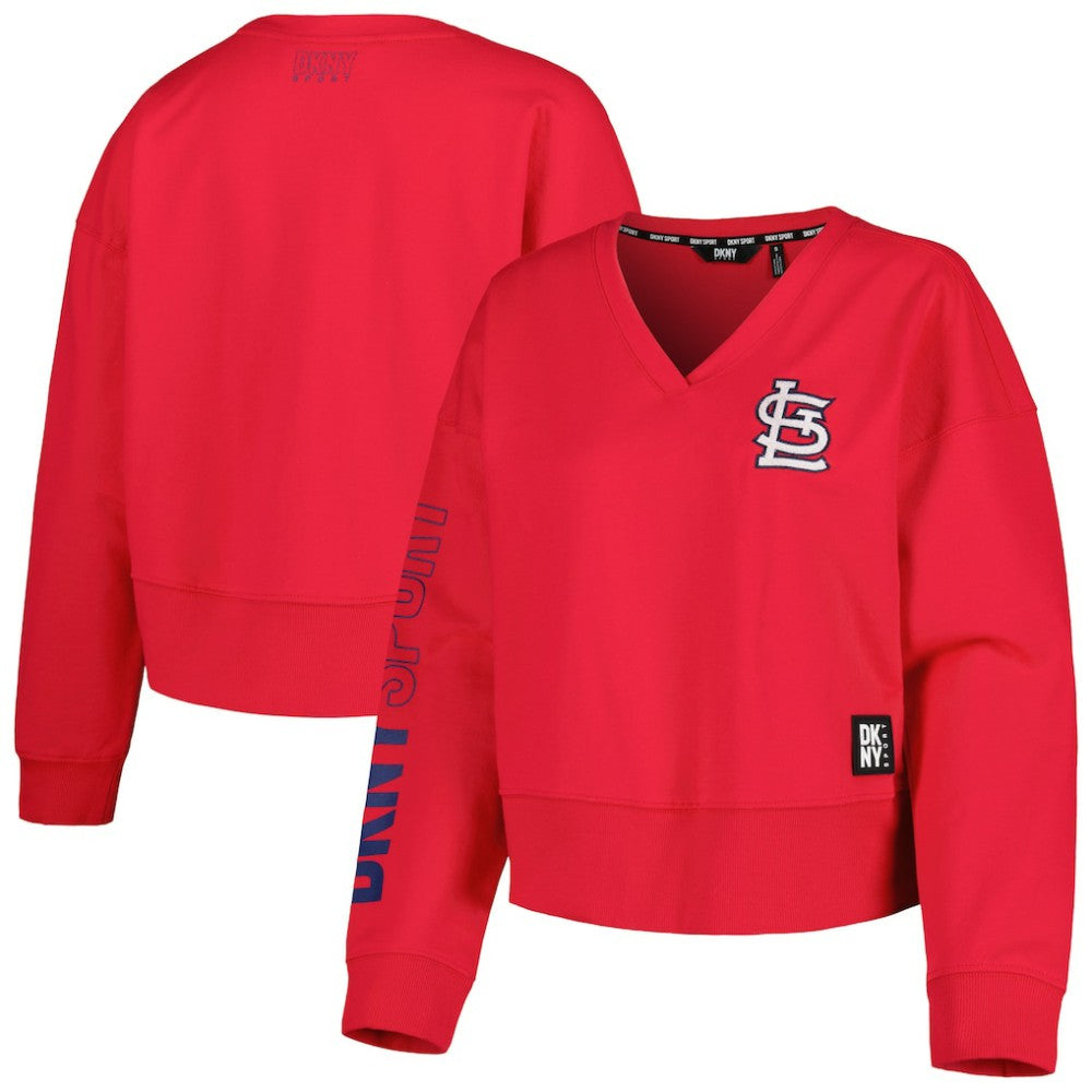 St. Louis Cardinals DKNY Sport Women's Lily V-Neck Pullover Sweatshirt - Red Pullover