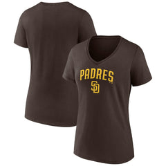 San Diego Padres Women's Lockup V-Neck T-Shirt - Brown T-shirts