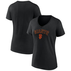 San Francisco Giants Women's Lockup V-Neck T-Shirt - Black T-shirts