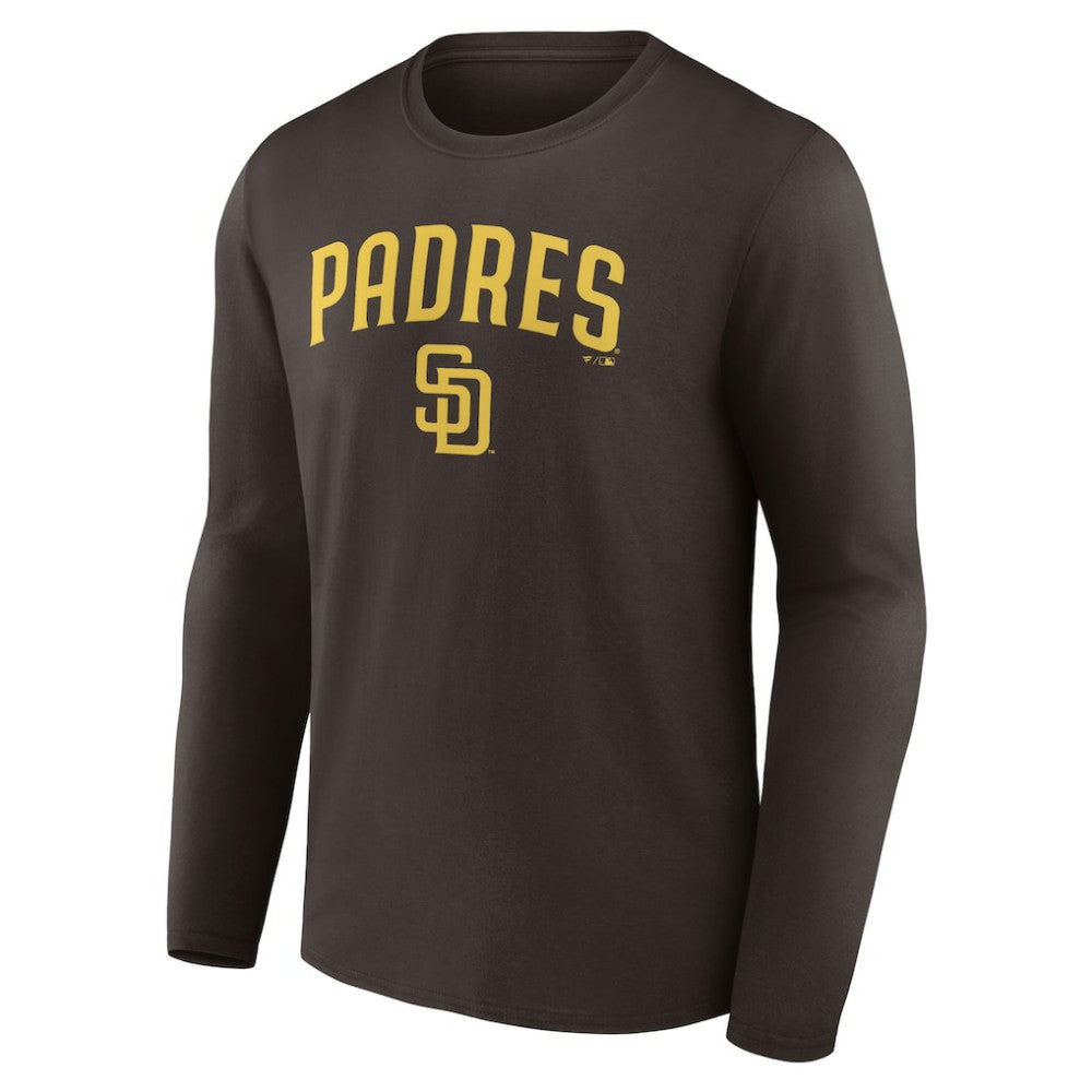 San Diego Padres Team Lockup Long Sleeve T-Shirt - Brown T-shirts