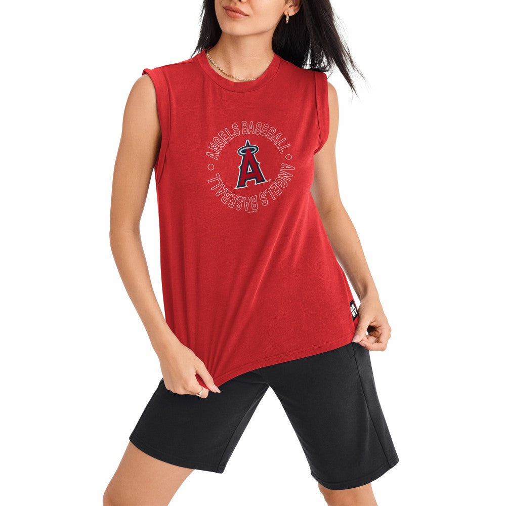 Los Angeles Angels DKNY Sport Women's Madison Tri-Blend Tank Top - Red Tanks
