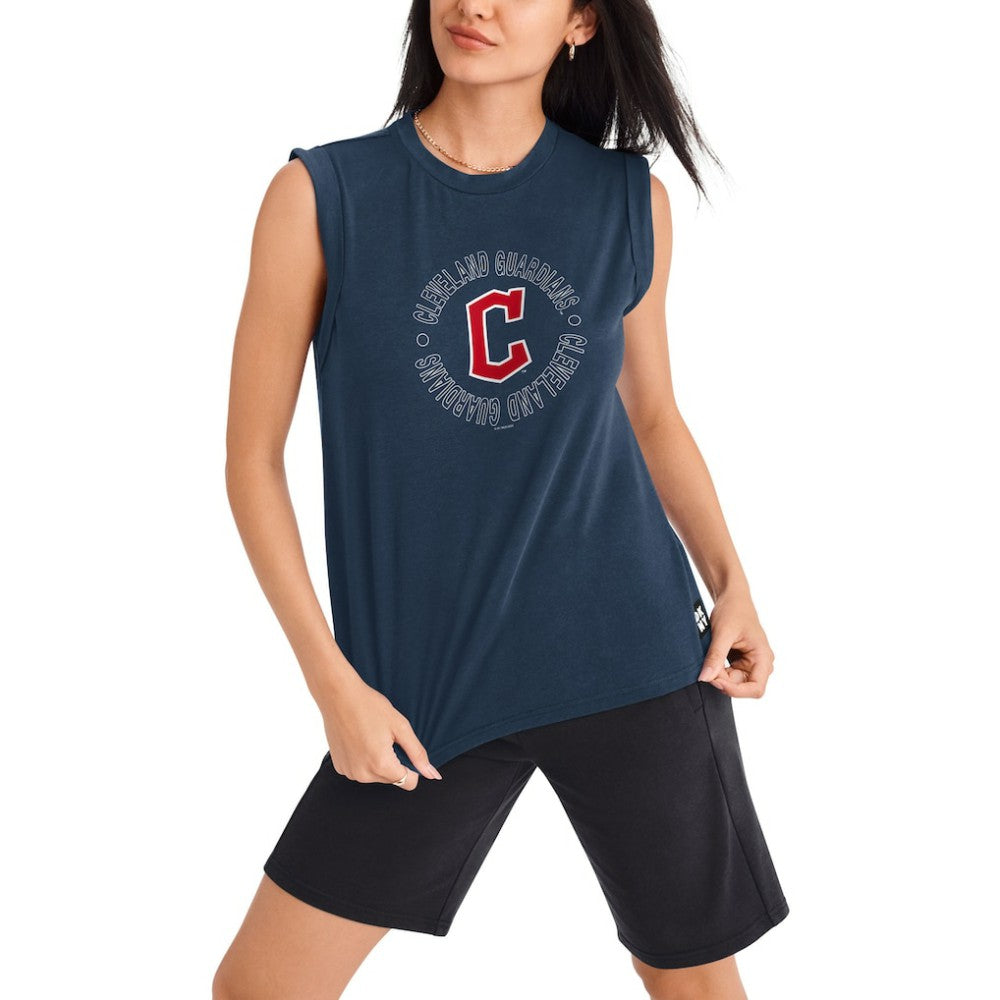 Cleveland Guardians DKNY Sport Women's Madison Tri-Blend Tank Top - Navy Tanks