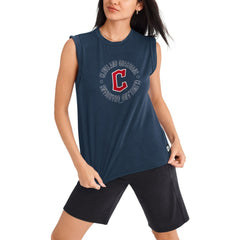 Cleveland Guardians DKNY Sport Women's Madison Tri-Blend Tank Top - Navy Tanks
