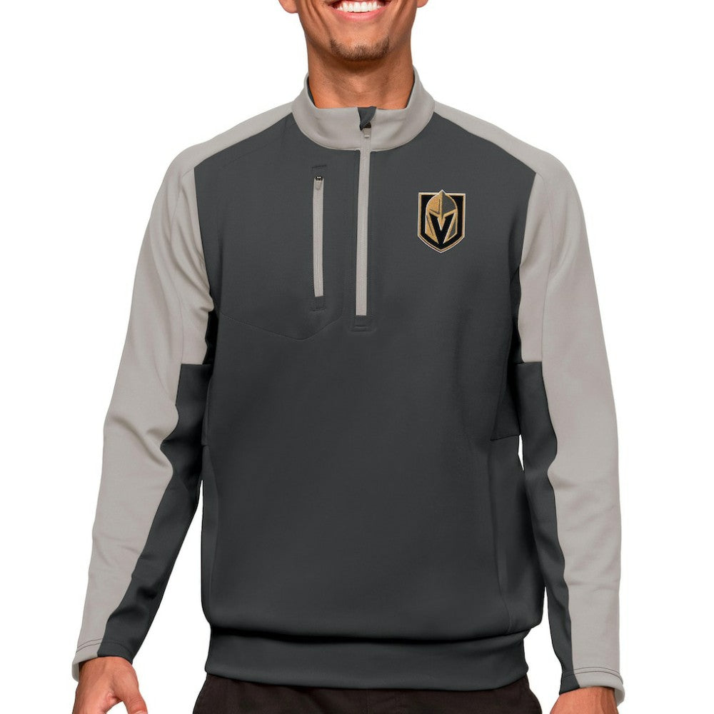 NHL Vegas Golden Knights Antigua Quarter-Zip Pullover Top - Charcoal/Silver