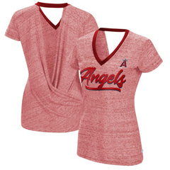 Los Angeles Angels Touch Women's Halftime Back Wrap Top V-Neck T-Shirt - Red T-shirts