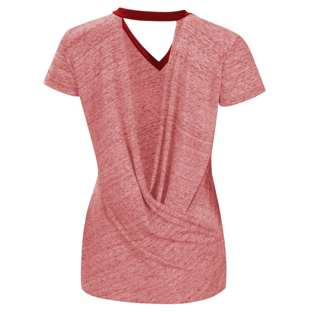 Los Angeles Angels Touch Women's Halftime Back Wrap Top V-Neck T-Shirt - Red T-shirts