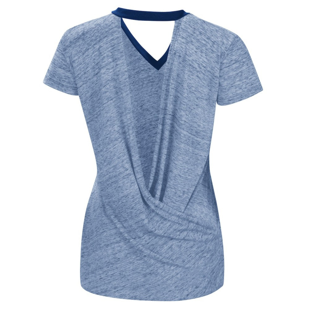 Chicago Cubs Touch Women's Halftime Back Wrap Top V-Neck T-Shirt - Royal T-shirts