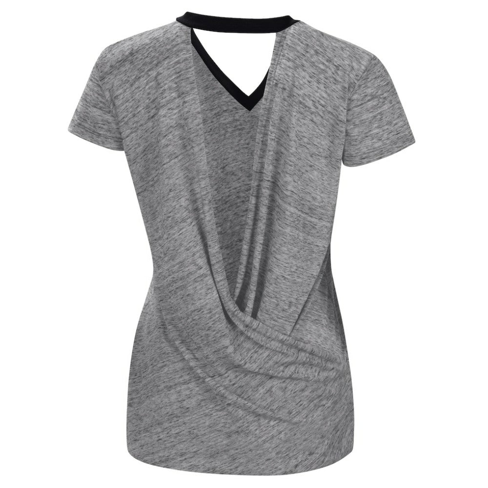 Colorado Rockies Touch Women's Halftime Back Wrap Top V-Neck T-Shirt - Black T-shirts
