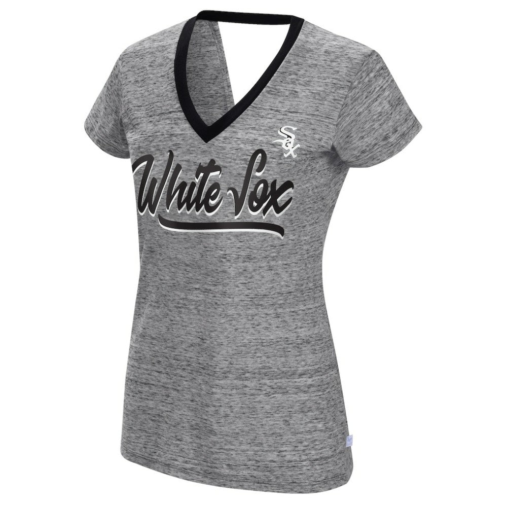 Chicago White Sox Touch Women's Halftime Back Wrap Top V-Neck T-Shirt - Black T-shirts