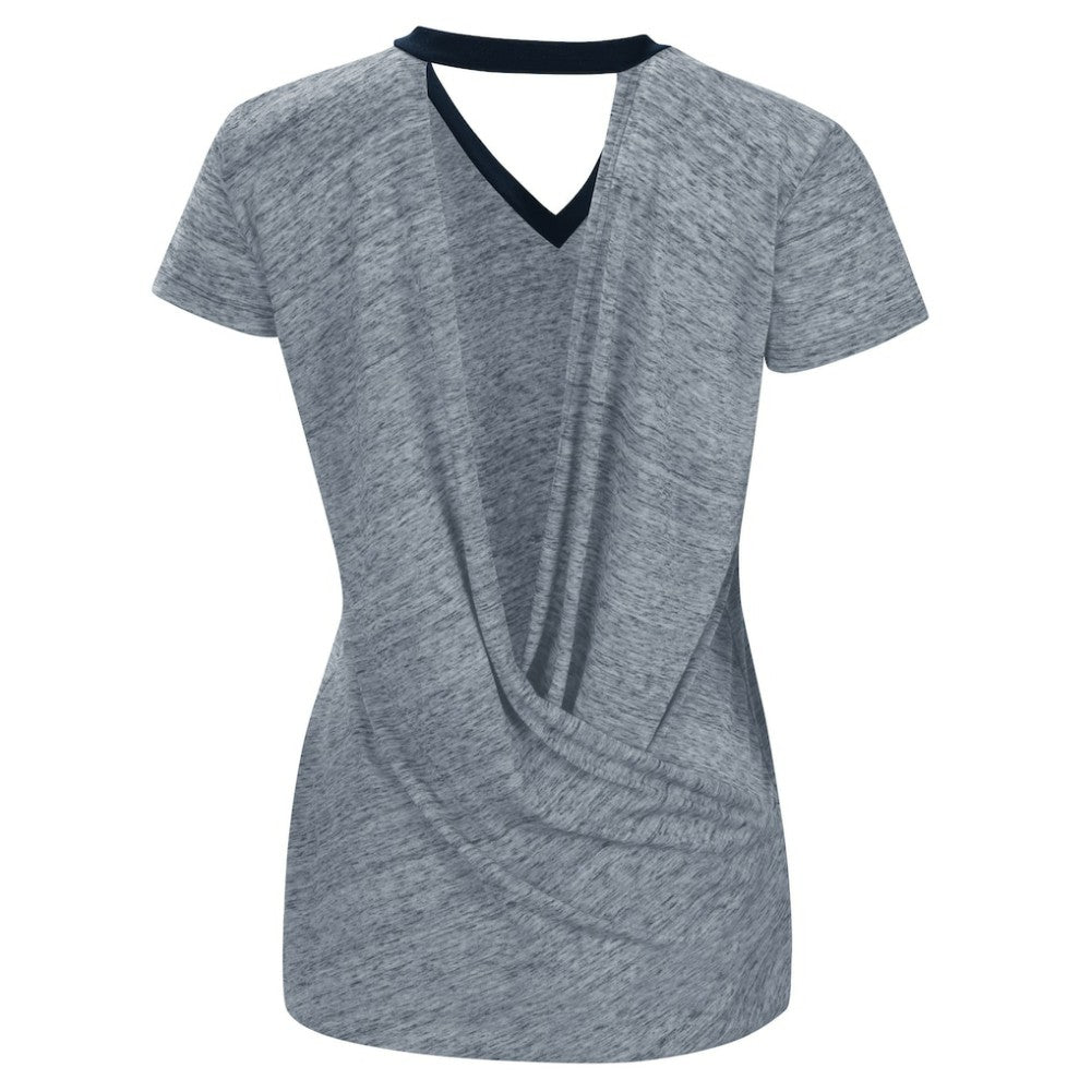Detroit Tigers Touch Women's Halftime Back Wrap Top V-Neck T-Shirt - Navy T-shirts