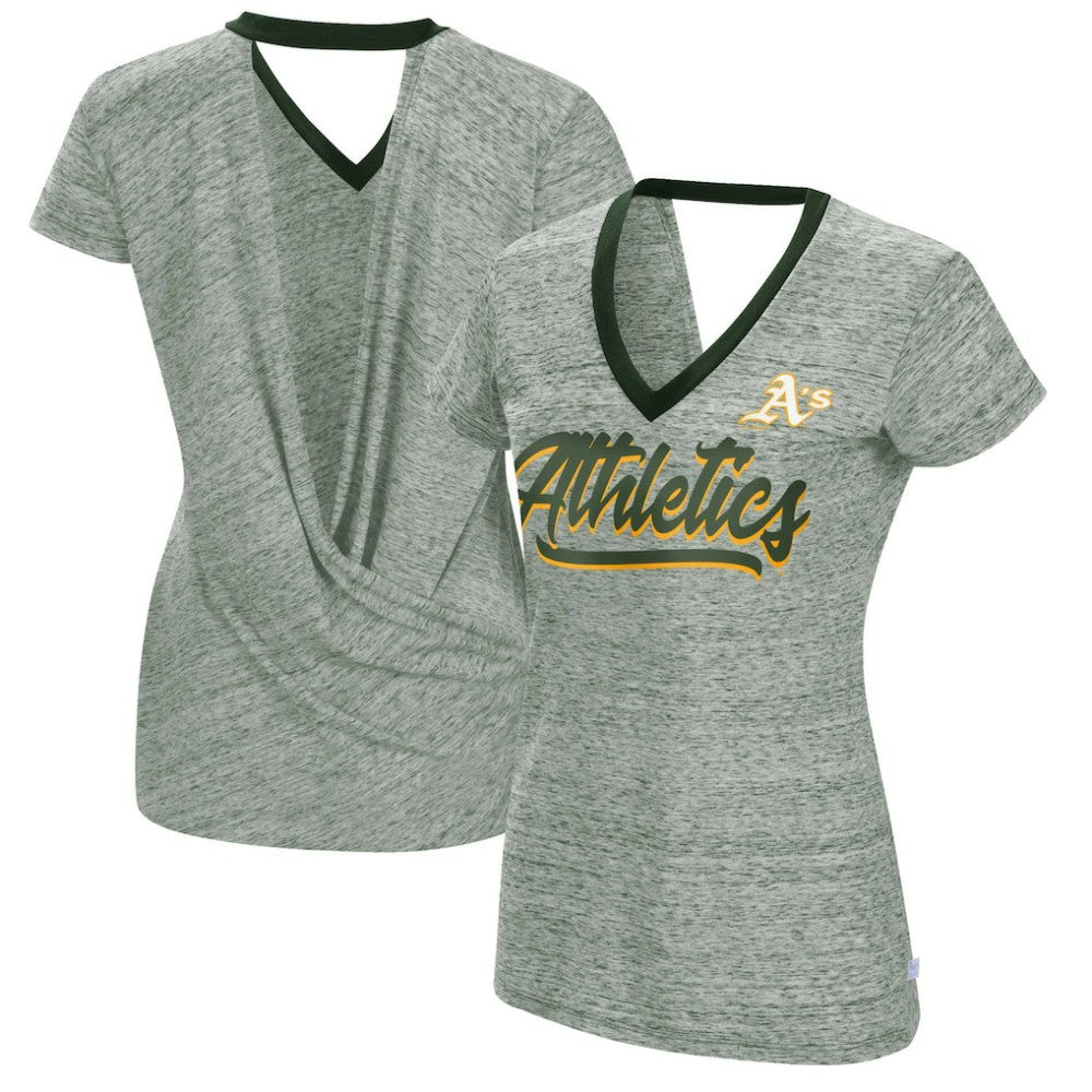 Athletics Touch Women's Halftime Back Wrap Top V-Neck T-Shirt - Green T-shirts