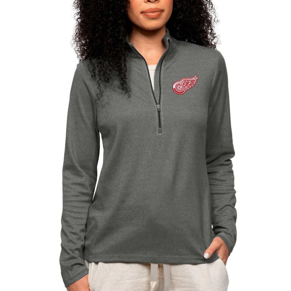 NHL Detroit Red Wings Antigua Women's Epic Quarter-Zip Pullover Top - Heather Charcoal