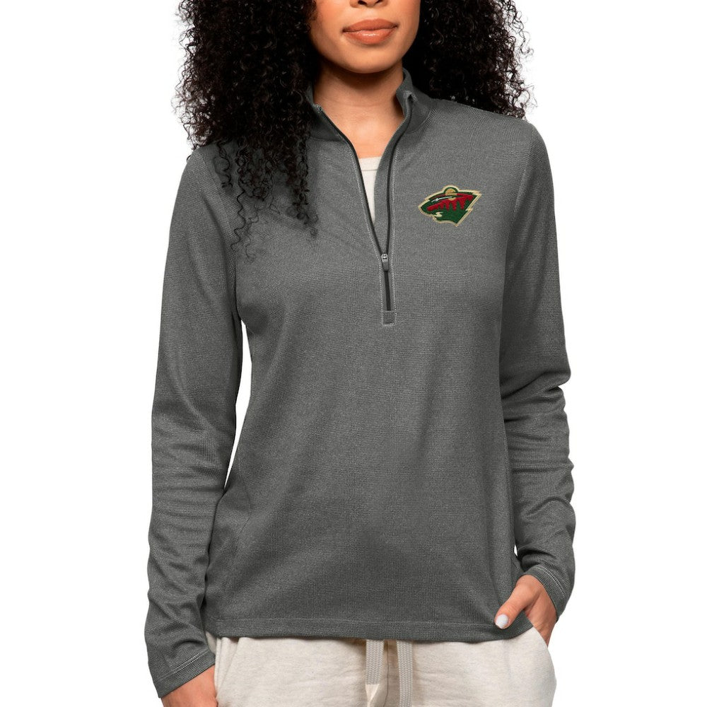 NHL Minnesota Wild Antigua Women's Epic Quarter-Zip Pullover Top - Heather Charcoal