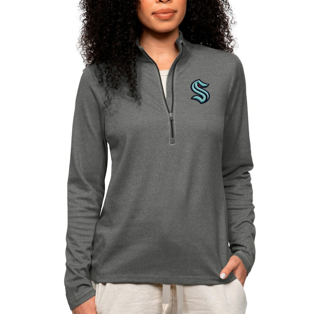 NHL Seattle Kraken Antigua Women's Epic Quarter-Zip Pullover Top - Heather Charcoal