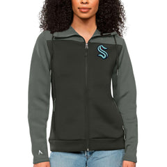 NHL Seattle Kraken Antigua Women's Protect Full-Zip Hoodie - Steel/Charcoal