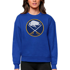 NHL Buffalo Sabres Antigua Women's Team Logo Victory Crewneck Pullover Sweatshirt - Royal