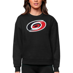 NHL Carolina Hurricanes Antigua Women's Team Logo Victory Crewneck Pullover Sweatshirt - Black