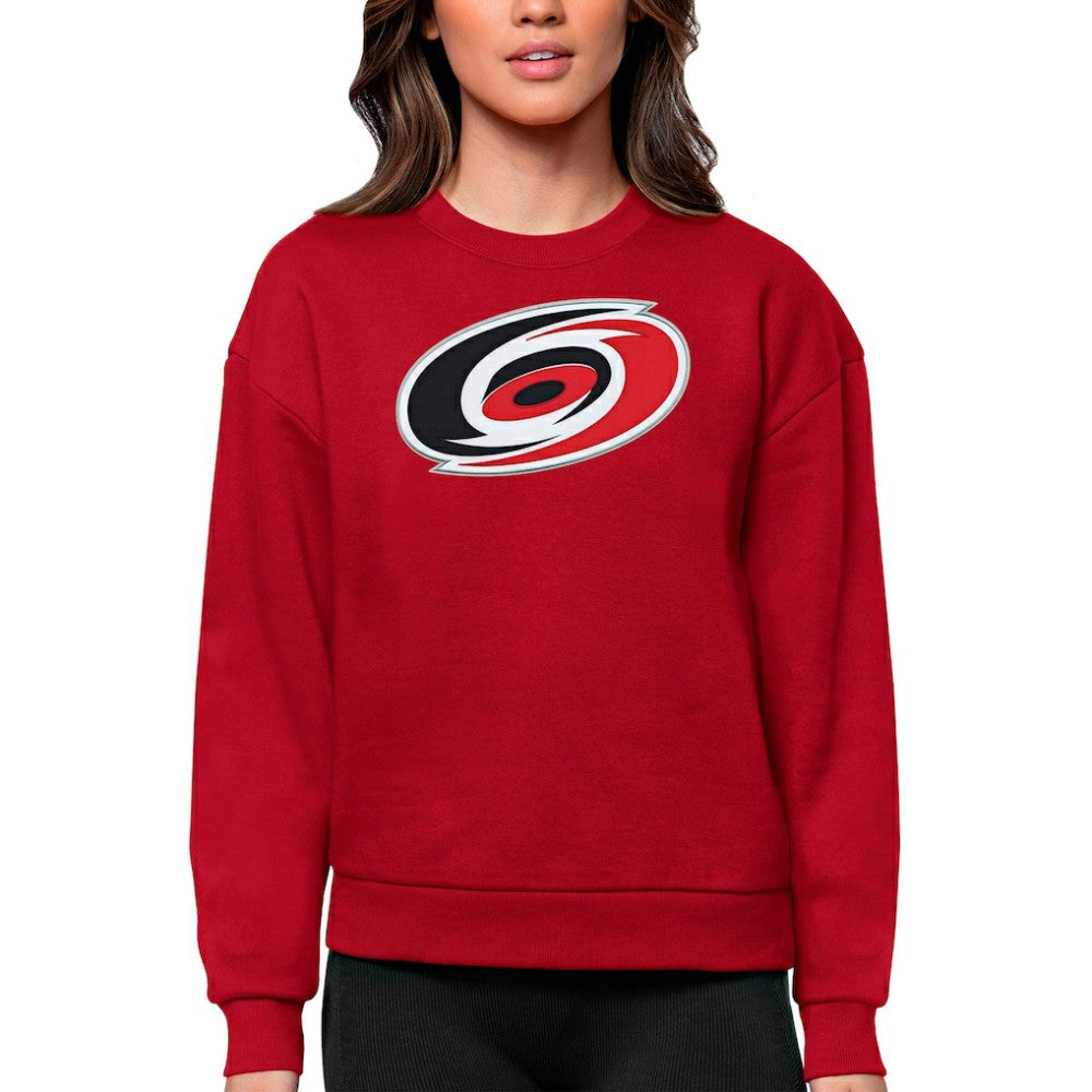 NHL Carolina Hurricanes Antigua Women's Team Logo Victory Crewneck Pullover Sweatshirt - Red
