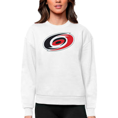 NHL Carolina Hurricanes Antigua Women's Team Logo Victory Crewneck Pullover Sweatshirt - White