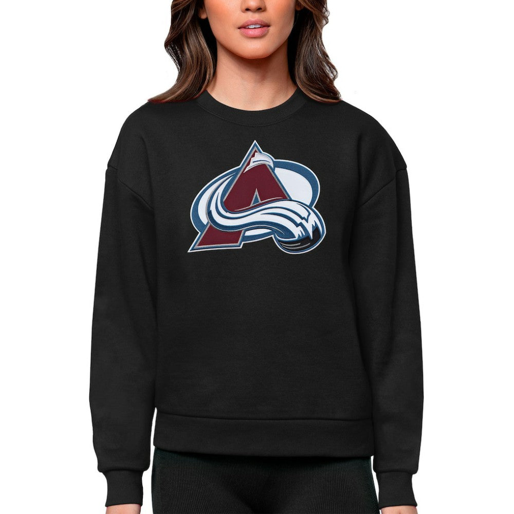 NHL Colorado Avalanche Antigua Women's Team Logo Victory Crewneck Pullover Sweatshirt - Black