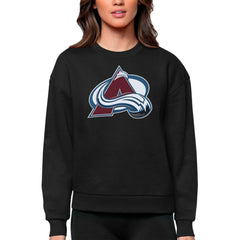 NHL Colorado Avalanche Antigua Women's Team Logo Victory Crewneck Pullover Sweatshirt - Black