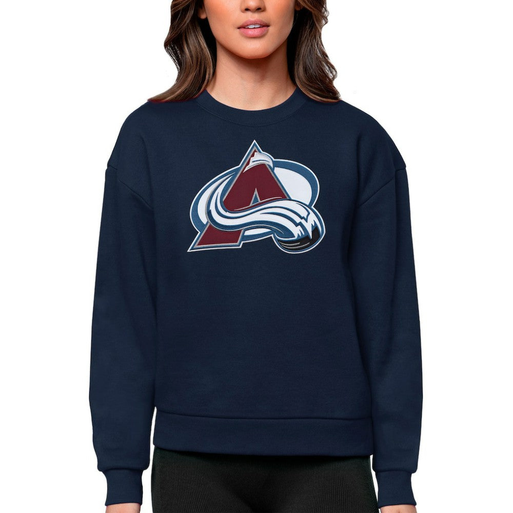 NHL Colorado Avalanche Antigua Women's Team Logo Victory Crewneck Pullover Sweatshirt - Navy