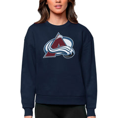 NHL Colorado Avalanche Antigua Women's Team Logo Victory Crewneck Pullover Sweatshirt - Navy