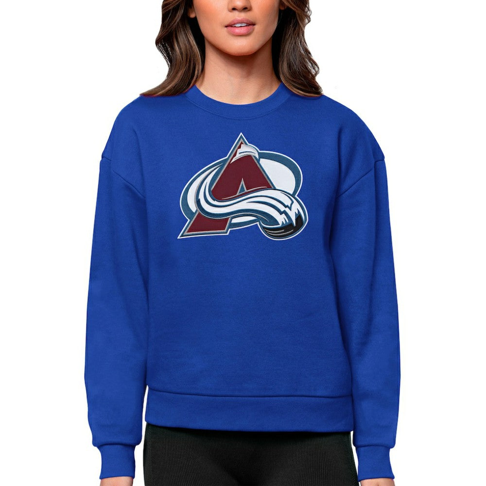 NHL Colorado Avalanche Antigua Women's Team Logo Victory Crewneck Pullover Sweatshirt - Royal