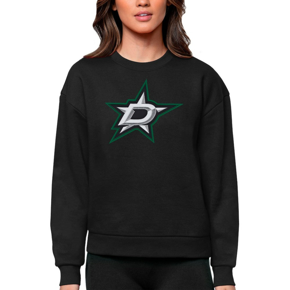 NHL Dallas Stars Antigua Women's Team Logo Victory Crewneck Pullover Sweatshirt - Black