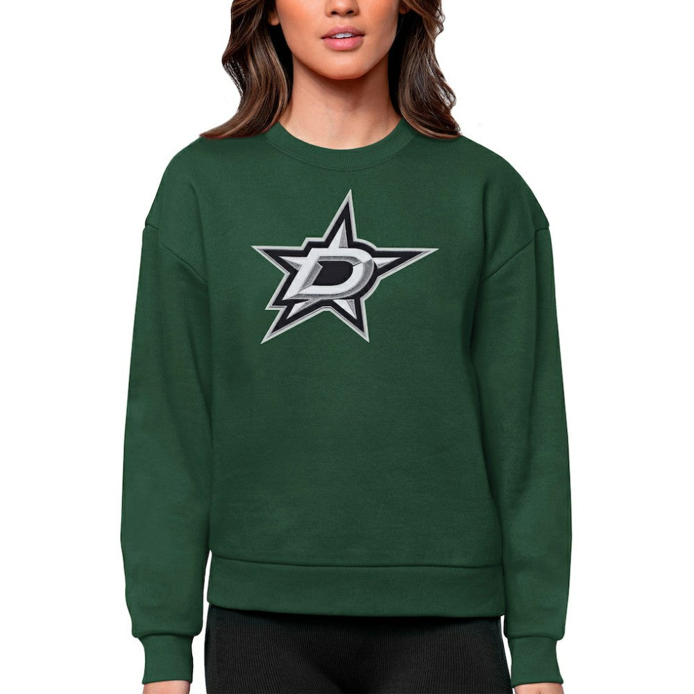 NHL Dallas Stars Antigua Women's Team Logo Victory Crewneck Pullover Sweatshirt - Green