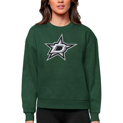 NHL Dallas Stars Antigua Women's Team Logo Victory Crewneck Pullover Sweatshirt - Green