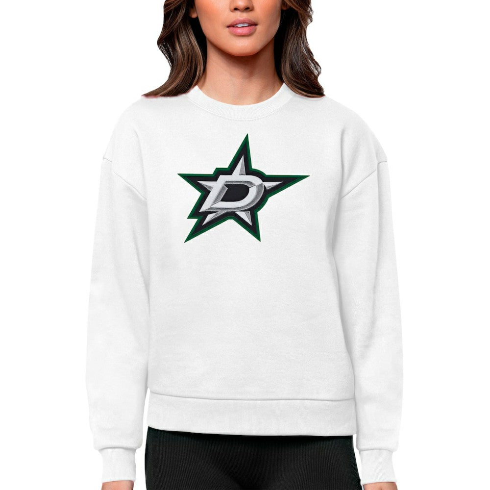 NHL Dallas Stars Antigua Women's Team Logo Victory Crewneck Pullover Sweatshirt - White