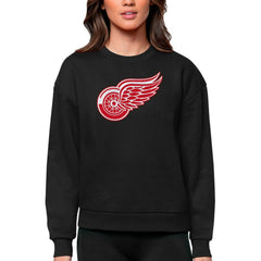 NHL Detroit Red Wings Antigua Women's Team Logo Victory Crewneck Pullover Sweatshirt - Black