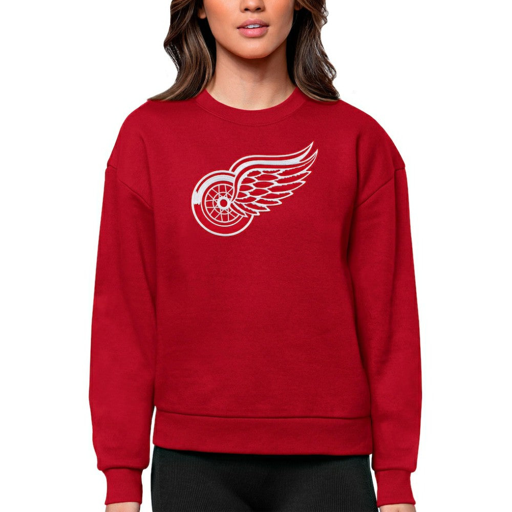 NHL Detroit Red Wings Antigua Women's Team Logo Victory Crewneck Pullover Sweatshirt - Red