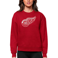 NHL Detroit Red Wings Antigua Women's Team Logo Victory Crewneck Pullover Sweatshirt - Red