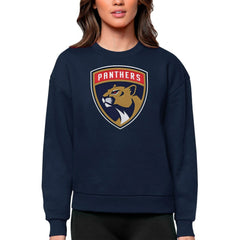 NHL Florida Panthers Antigua Women's Team Logo Victory Crewneck Pullover Sweatshirt - Navy