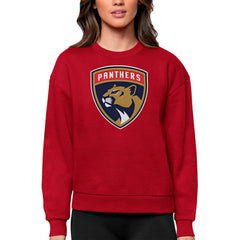 NHL Florida Panthers Antigua Women's Team Logo Victory Crewneck Pullover Sweatshirt - Red