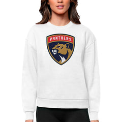 NHL Florida Panthers Antigua Women's Team Logo Victory Crewneck Pullover Sweatshirt - White