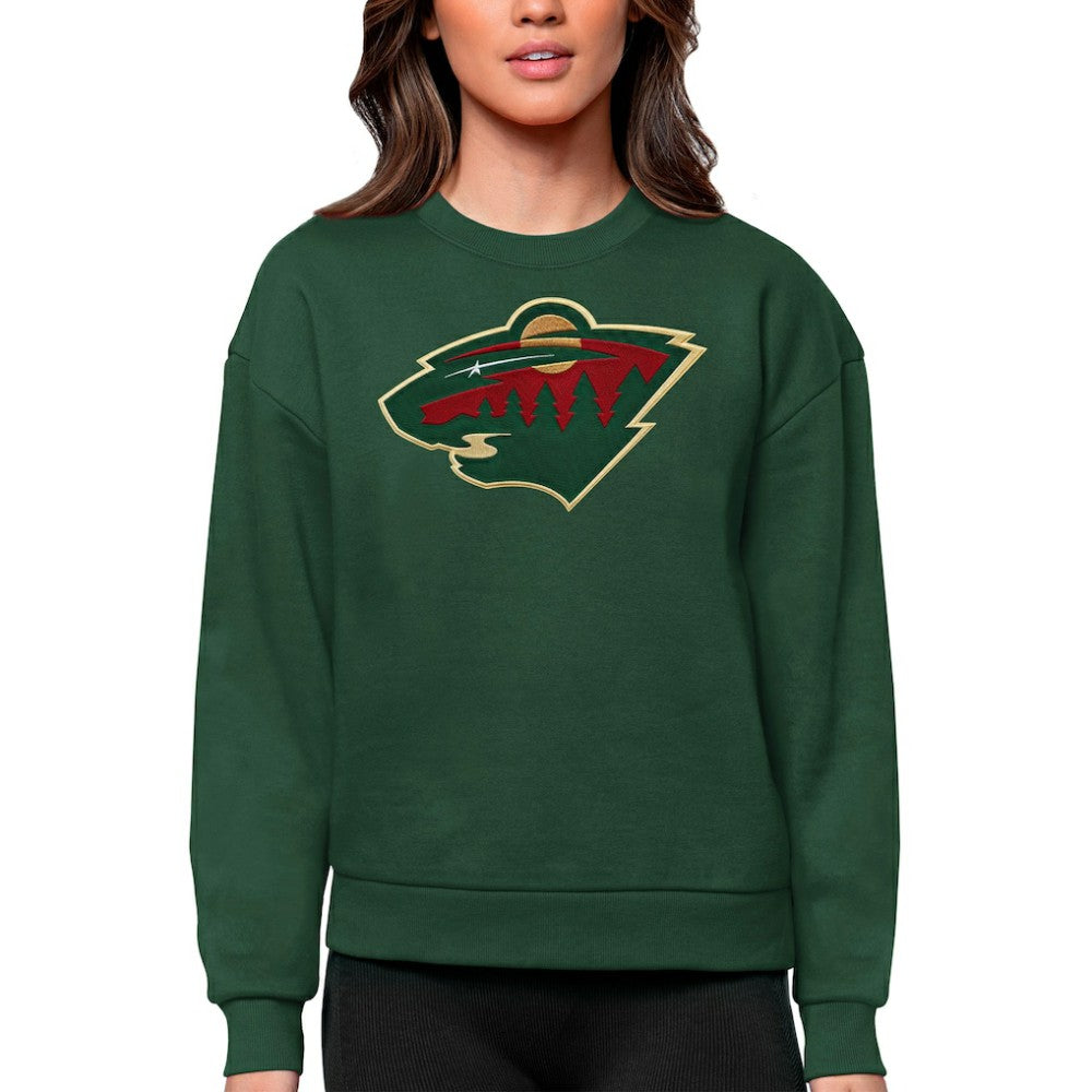 NHL Minnesota Wild Antigua Women's Team Logo Victory Crewneck Pullover Sweatshirt - Green